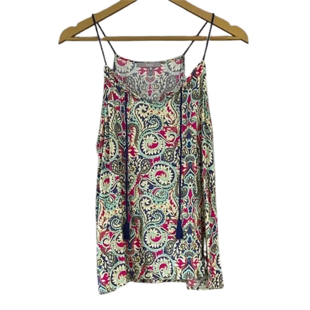 Tart Paisley Cami Multicolor Spaghetti Strap Tank Summer Vacation Resortwear Top